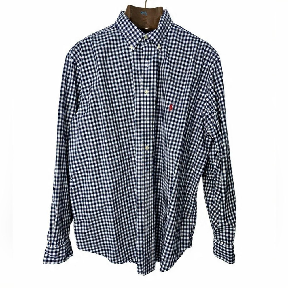 Ralph Lauren Men's Checkered Button-Down Shirt Office Officewear Preppy